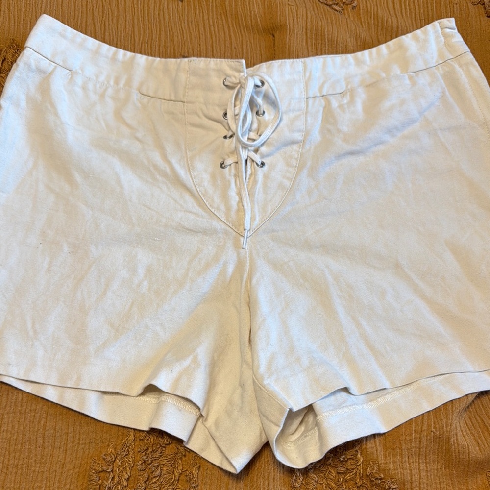 White Lace-Up Shorts